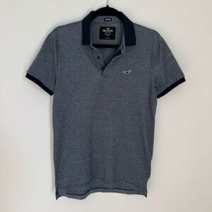 Hollister Men's Polo in Dark Gray and Navy